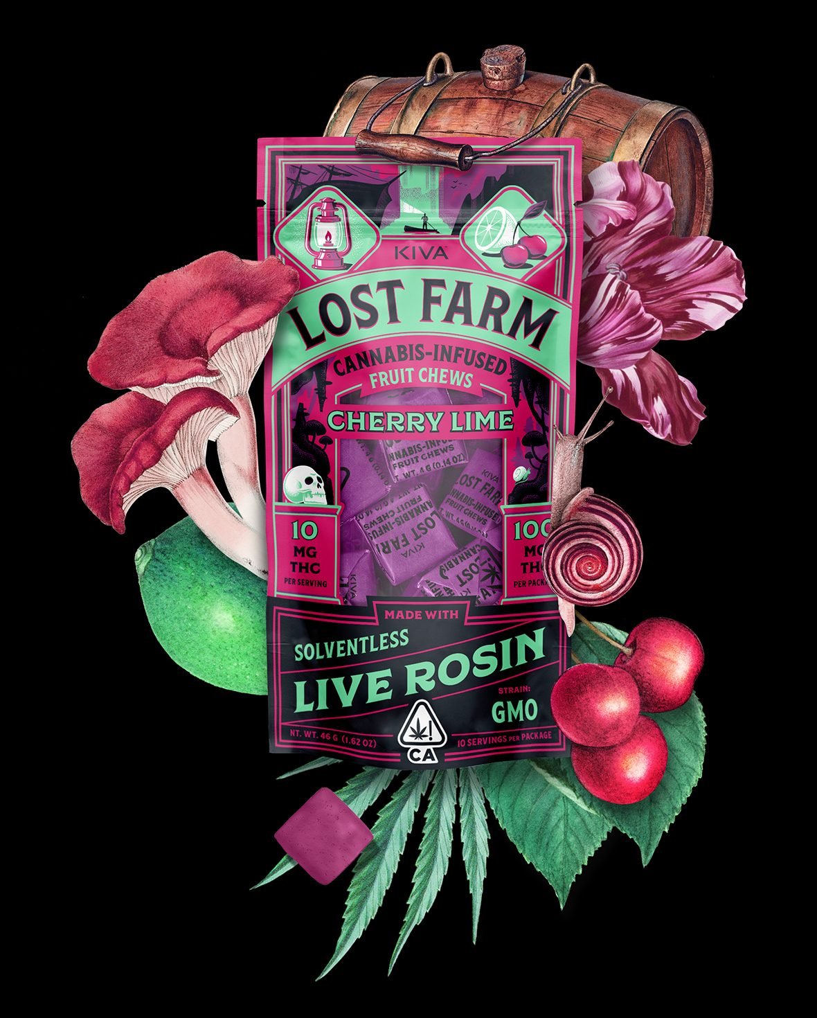10mg Cherry Lime x GMO Live Rosin Chews cherry lime gmo chews