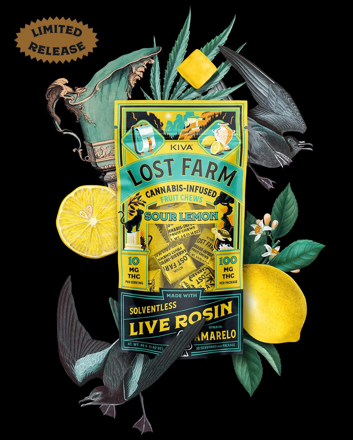 10mg Sour Lemon x Amarelo Live Rosin Chews sour lemon amarelo chews